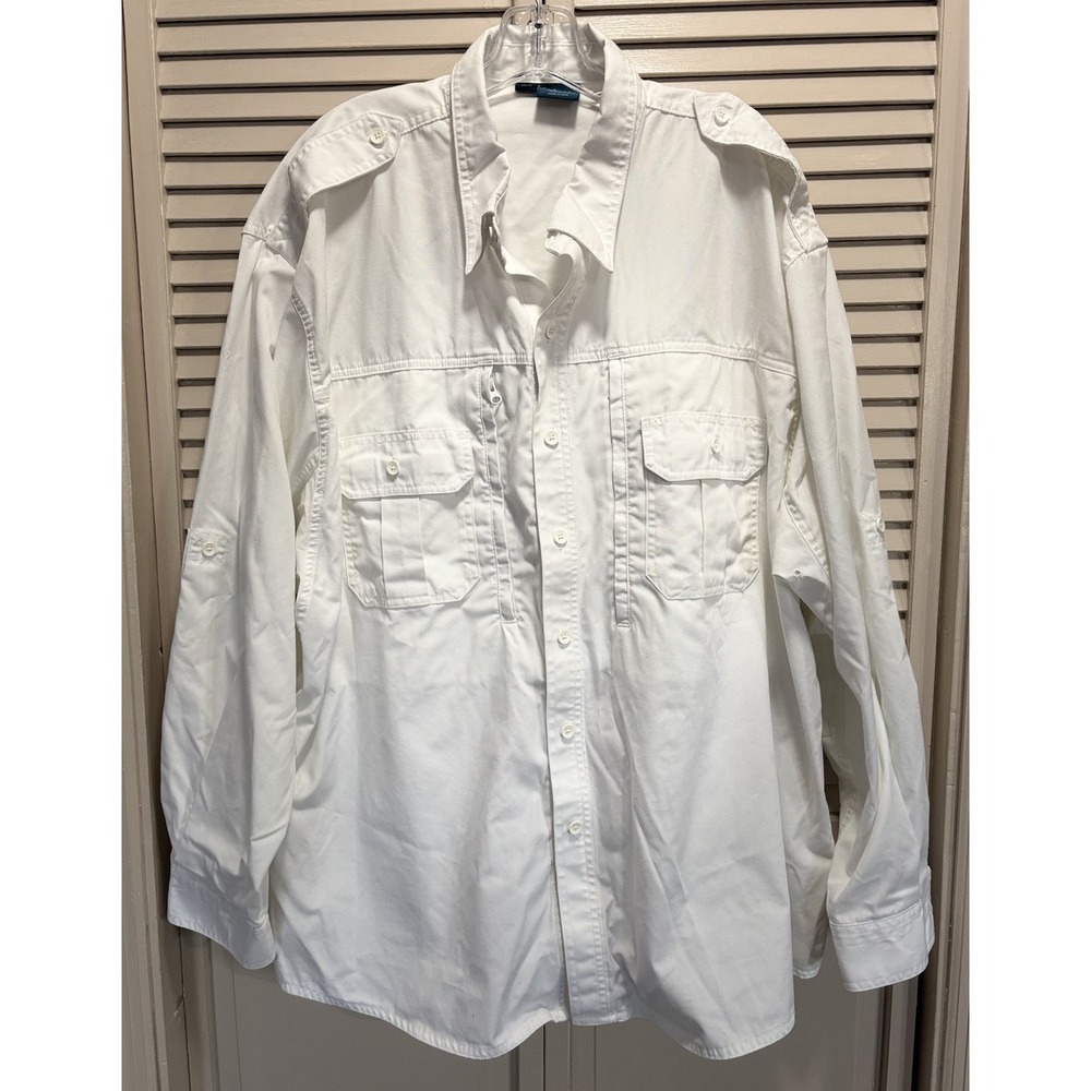 Propper Uniform Button Up Shirt White Size 3XL Pockets Shoulder Tabs Work EUC
